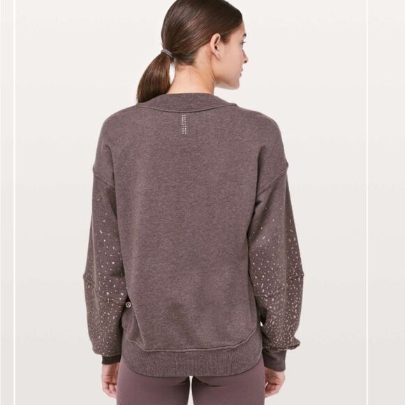 Lululemon X Soulcycle To The Beat Sweatshirt Heathered Antique Bark Terry Size 6 - Picture 9 of 10